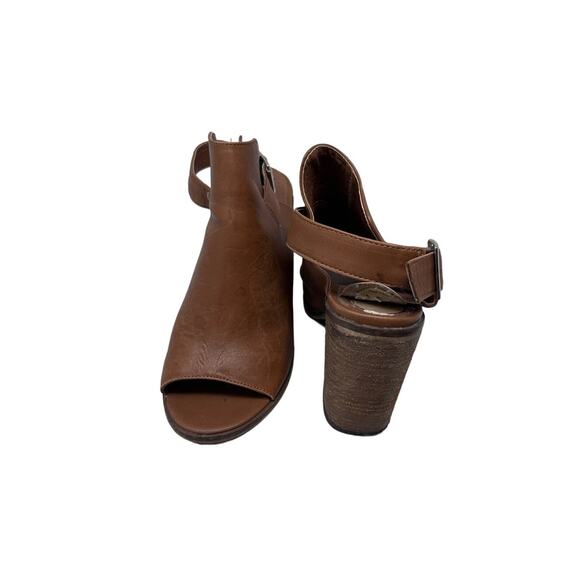 Steve Madden Talento brown leather peep toe heel size 8 - Picture 3 of 14